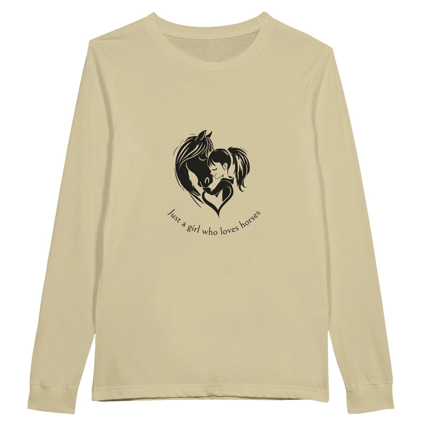 "Just a girl who loves horses" long sleeve t-shirt in beige for girls