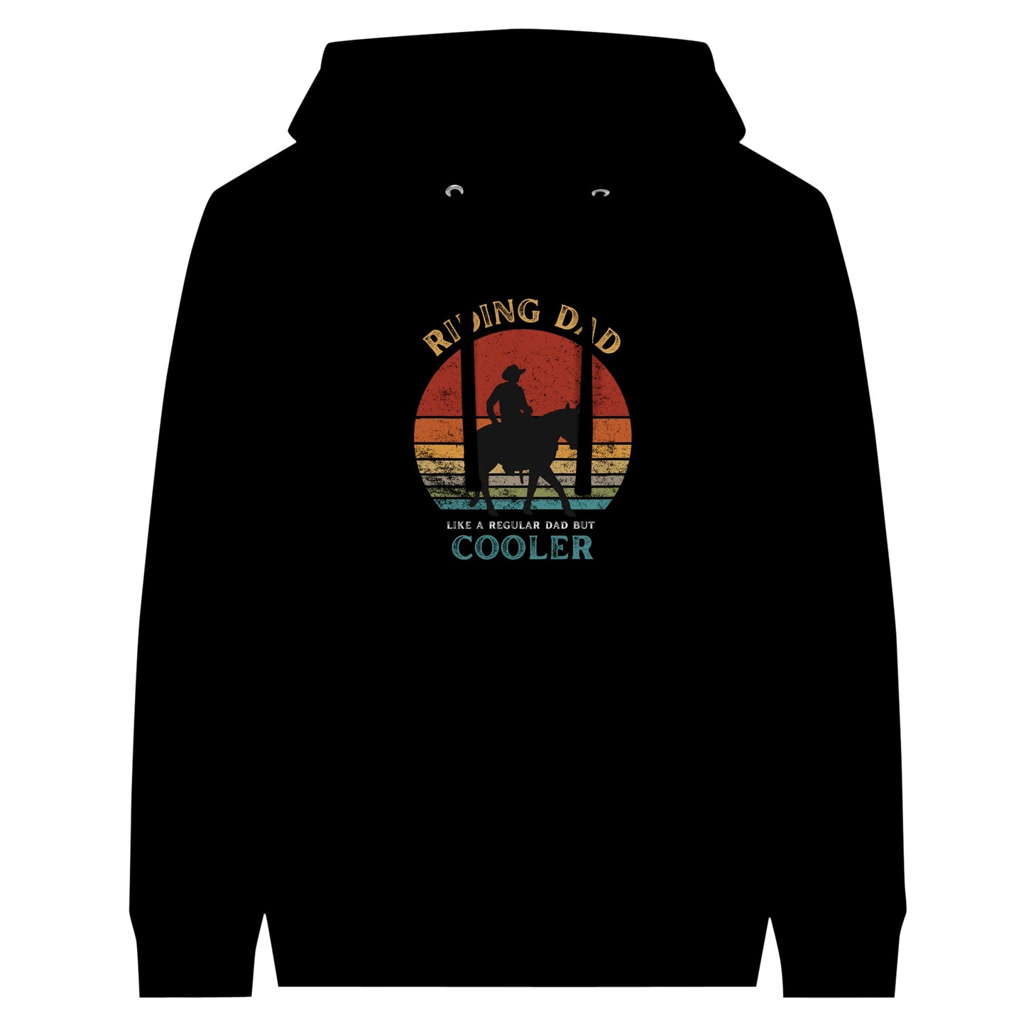 Horse hoodie with 'Riding Dad: Like a Regular Dad but Cooler' design, ideal for equestrian dads