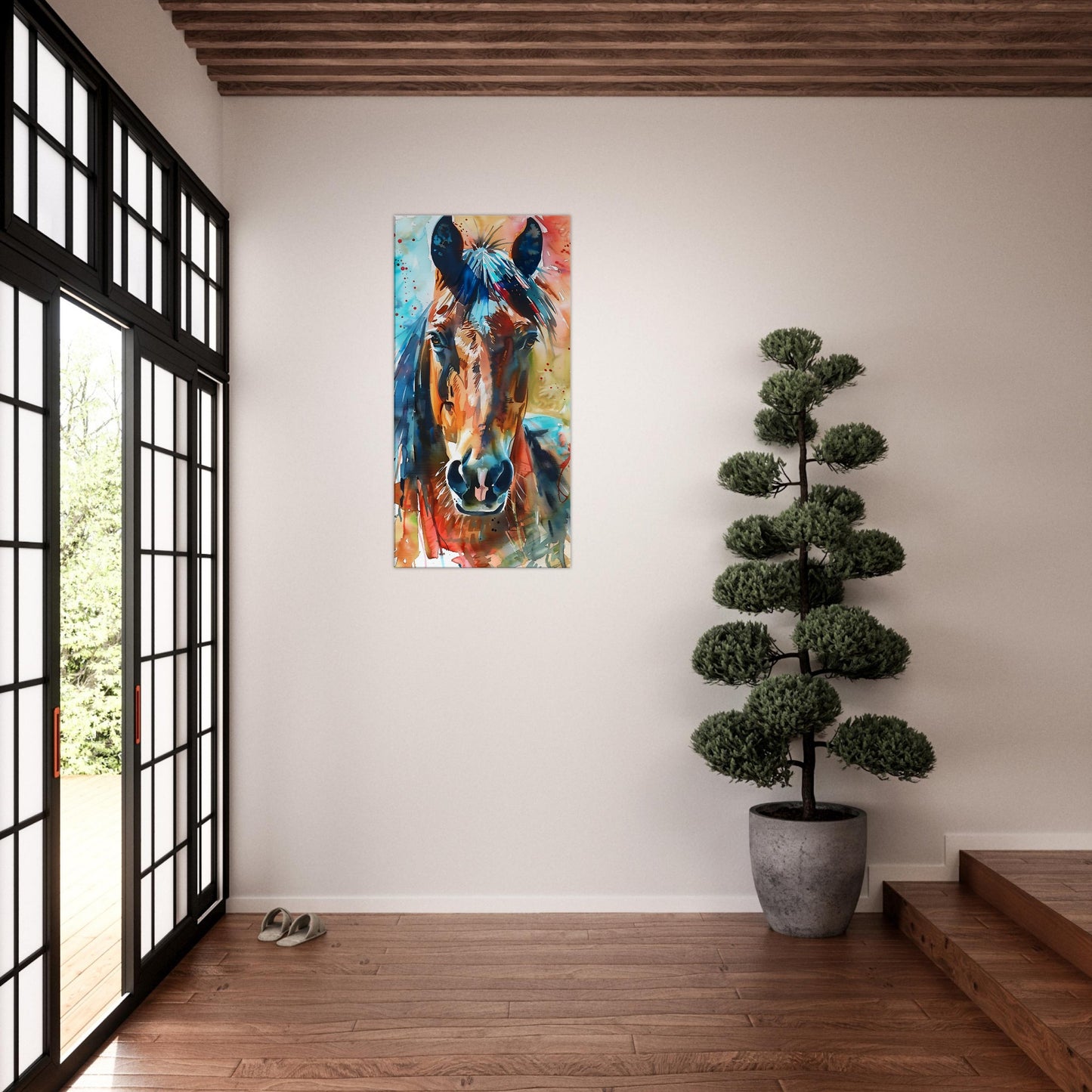 Add a burst of color and energy to your space with this captivating horse canvas wall art titled "Vibrant Equine Portrait." Featuring a dynamic, colorful portrayal of a horse’s face, this artwork beautifully blends artistic expression with the majestic presence of an equine companion. Perfect for horse lovers who appreciate bold, modern decor, this horse canvas art is crafted with premium materials for a lasting impact. Elevate your living space with this striking piece that celebrates the vibrant spirit of