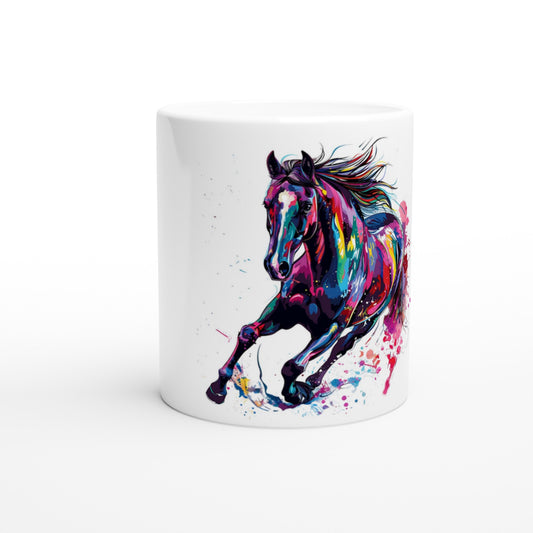 
White ceramic mug with a colorful galloping horse design, perfect as a gift for horse lovers.


Brighten someone’s day—grab this horse mug as the perfect gift today!

