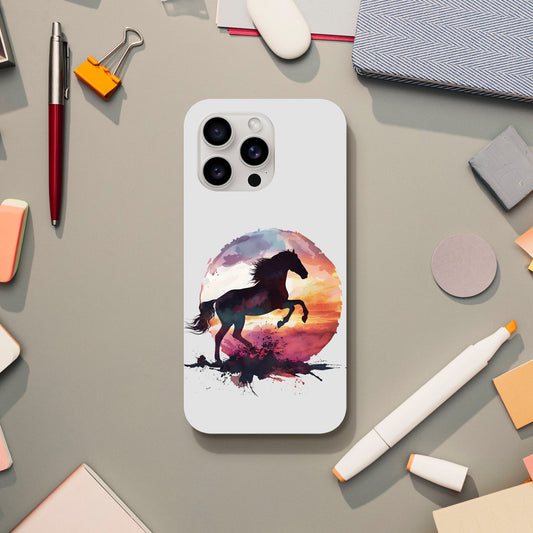 White Horse iPhone case with a watercolor horse design, perfect as a gift for horse lovers.

