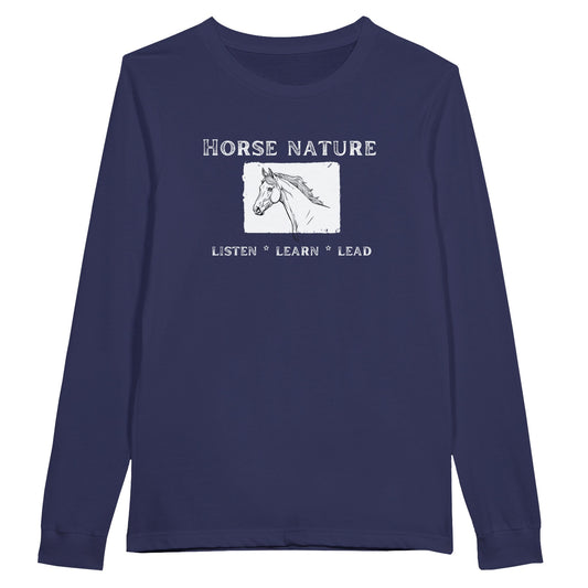 'Horse nature: listen, learn, lead' long-sleeve-  t-shirt.