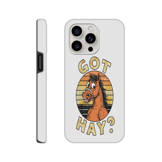 Funny horse phone case featuring "Got Hay?" design with a cheeky horse graphic

